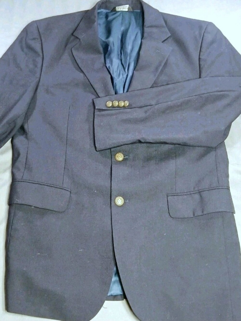 Jos A Bank Mens 42R 42 R Navy Blue Wool Blazer Sport Coat Bronze Buttons Preppy